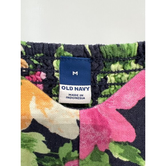 Old Navy Floral Fit and Flare Midi Dress Size Medium Sleeveless Linen Blend NEW - Picture 5 of 13